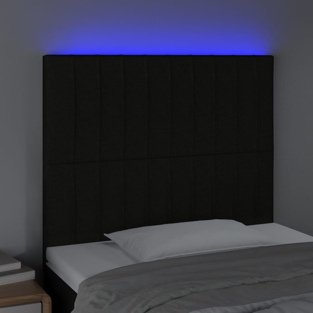 vidaXL Galvūgalis su LED, juodos spalvos, 80x5x118/128cm, audinys