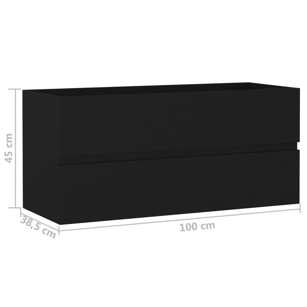 vidaXL Spintelė praustuvui, juodos spalvos, 100x38,5x45cm, MDP