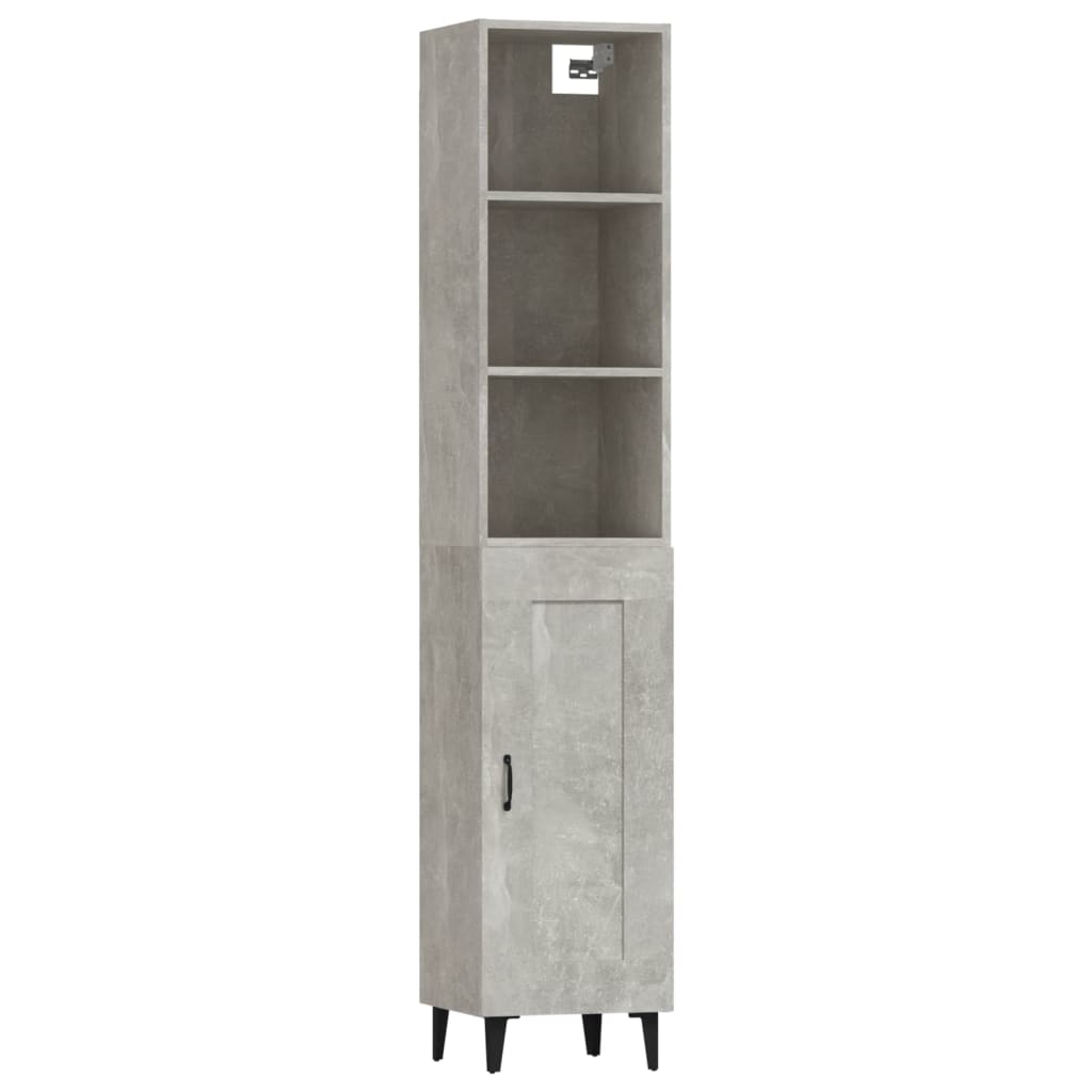 vidaXL Komoda, betono pilkos spalvos, 34,5x34x180cm, apdirbta mediena