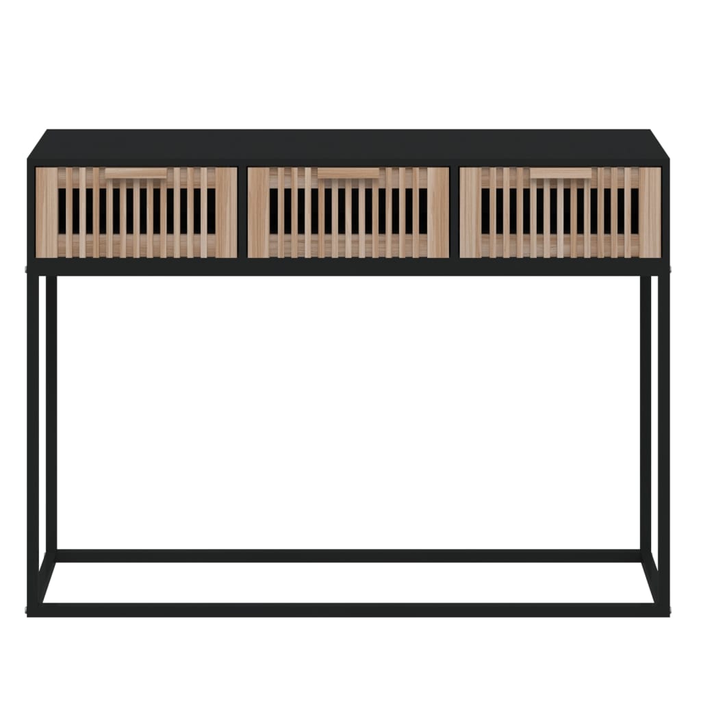 vidaXL Konsolinis staliukas, juodas, 105x30x75cm, mediena ir geležis