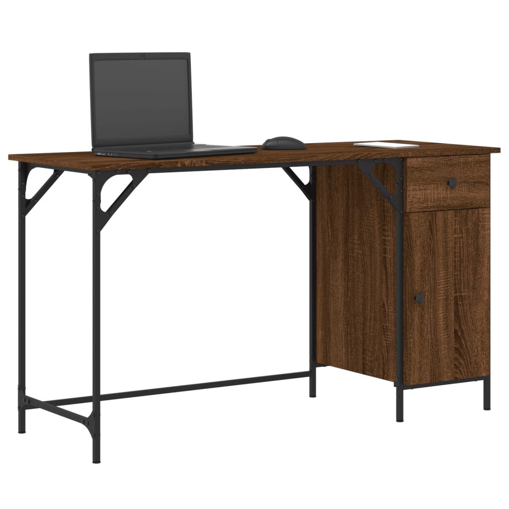 vidaXL Kompiuterio stalas, rudas ąžuolo, 131x48x75cm, mediena
