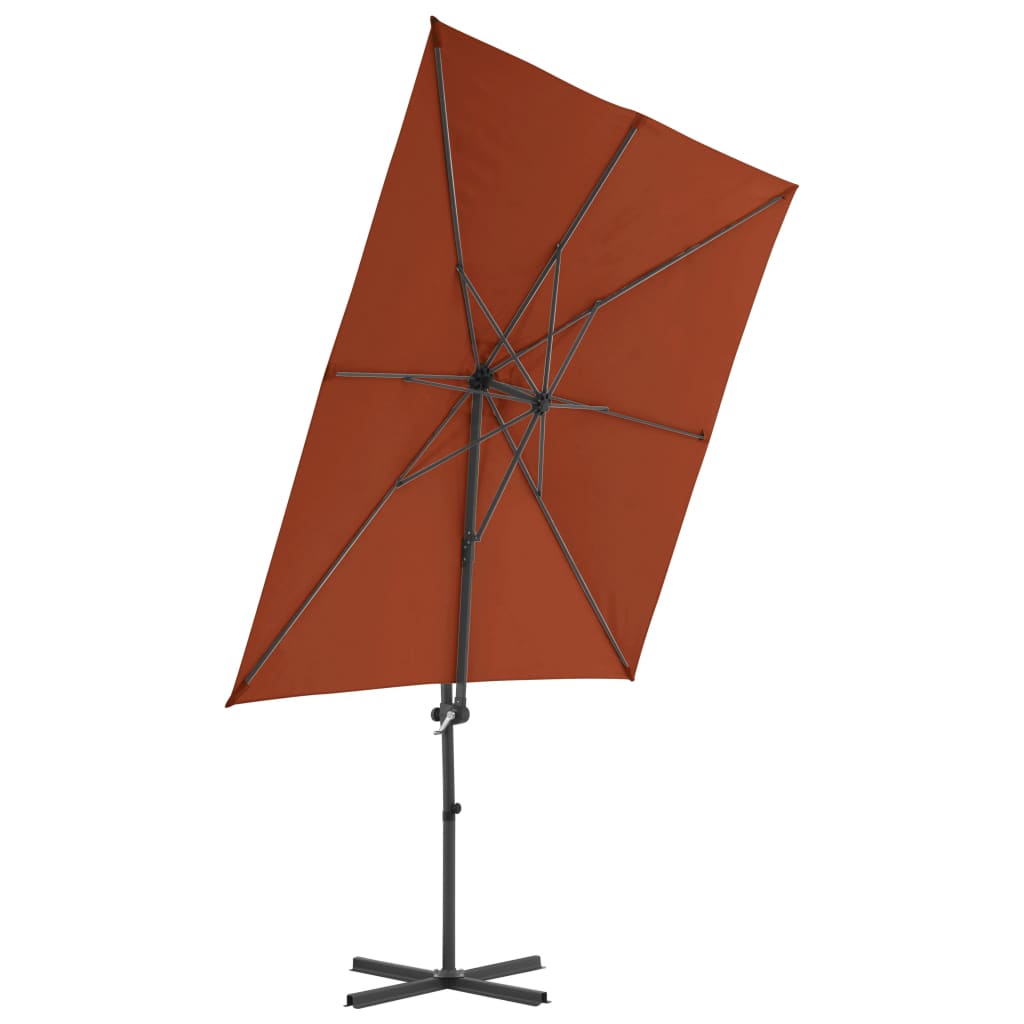 vidaXL Gembinis skėtis su plieniniu stulpu, terakota, 250x250cm