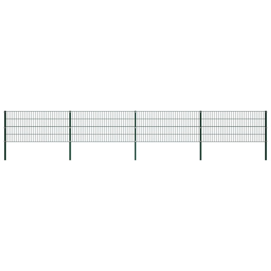 vidaXL Tvoros segmentai su stulpais, žalios sp., 6,8x0,8m, geležis