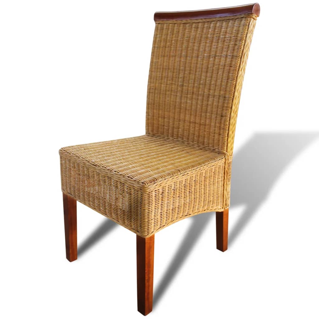 vidaXL Valgomojo kėdės, 4 vnt., rudos, natūralus ratanas