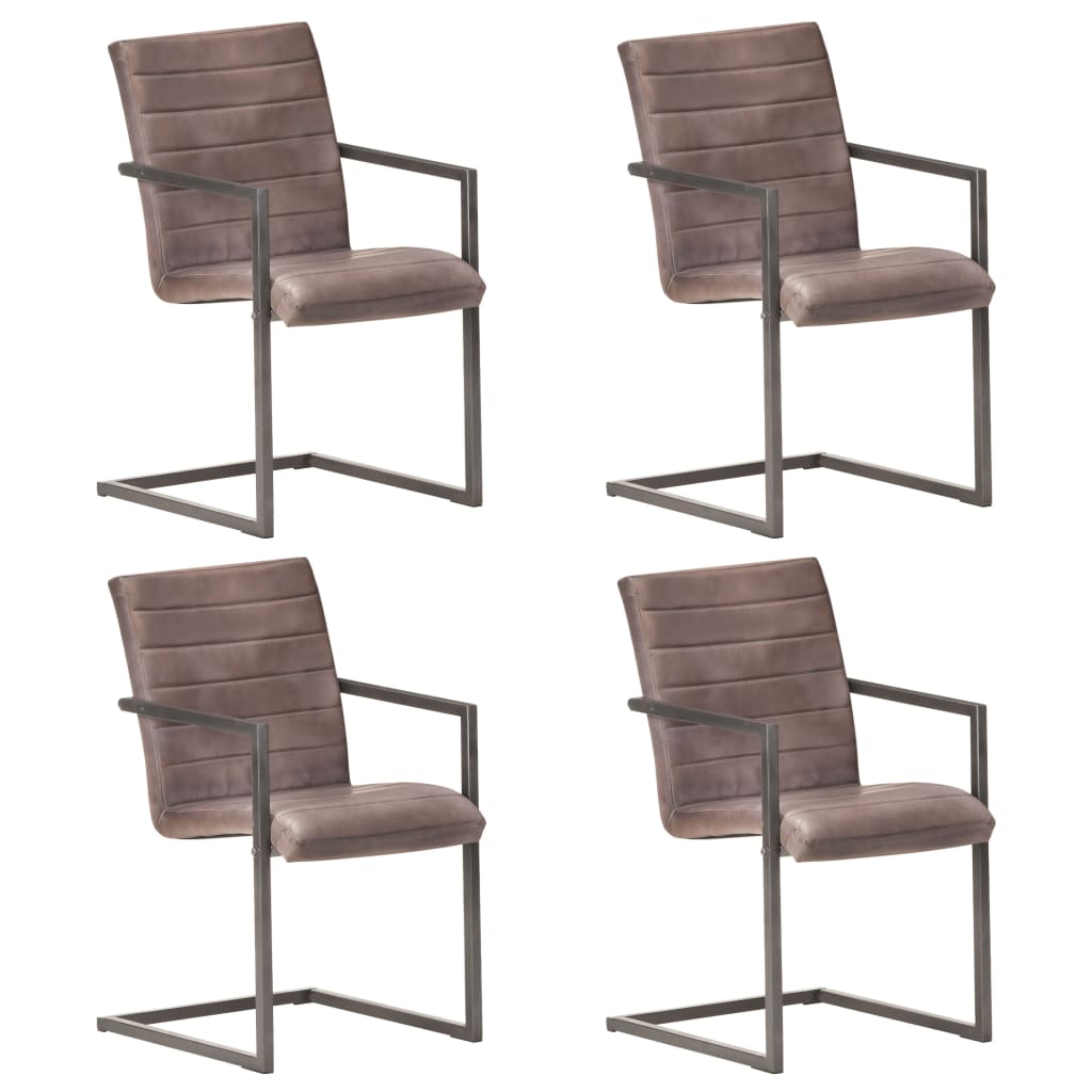vidaXL Gembinės valgomojo kėdės, 4vnt., rudos spalvos, tikra oda