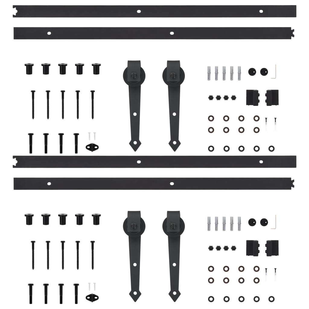 vidaXL Stumdomų durų įrangos rinkiniai, 2vnt., juodi, 200cm, plienas