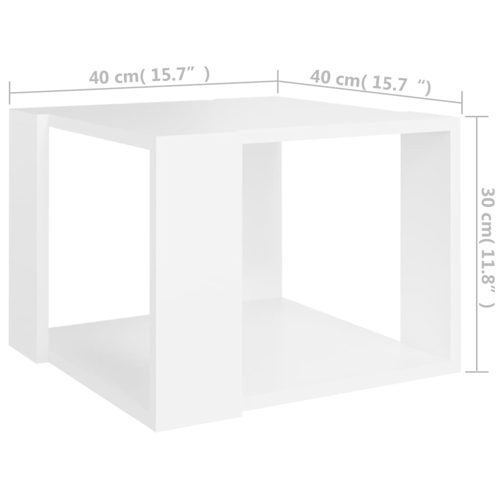vidaXL Kavos staliukas, baltas, 40x40x30cm, apdirbta mediena