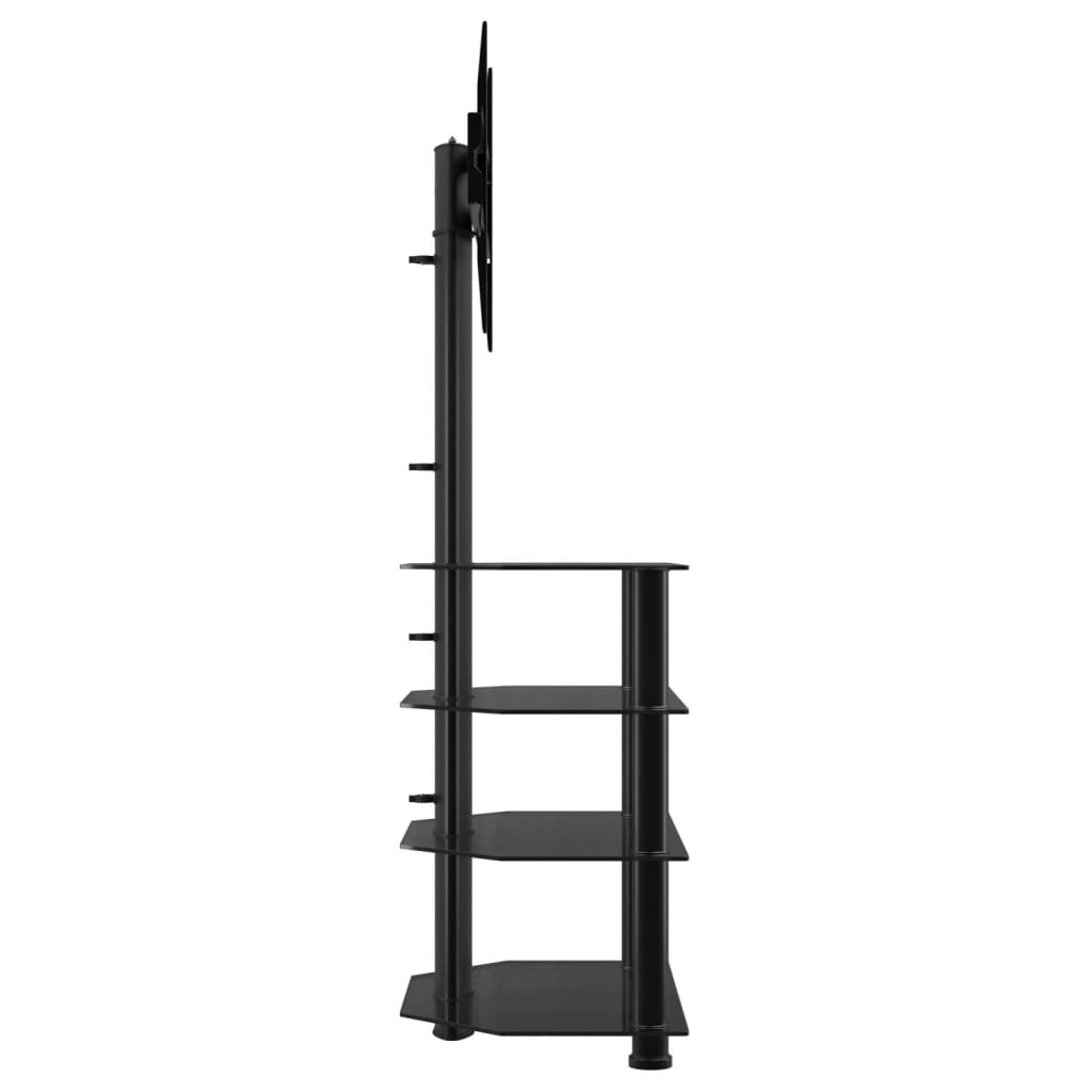 vidaXL Kampinis TV staliukas, 4 aukštų, juodas, 32–70 colių TV