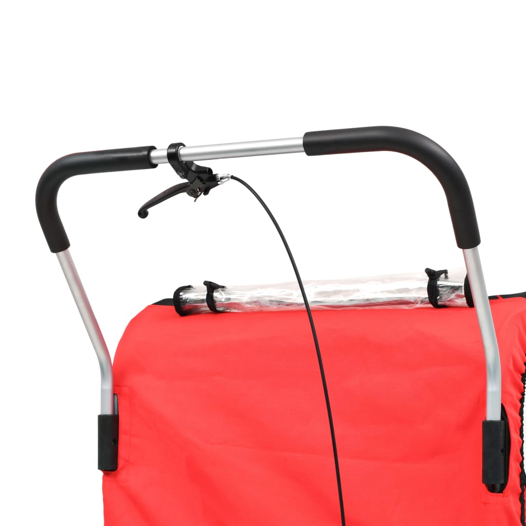 vidaXL 2-1 Dviračio priekaba ir vežimėlis, juodos ir raudonos spalvos