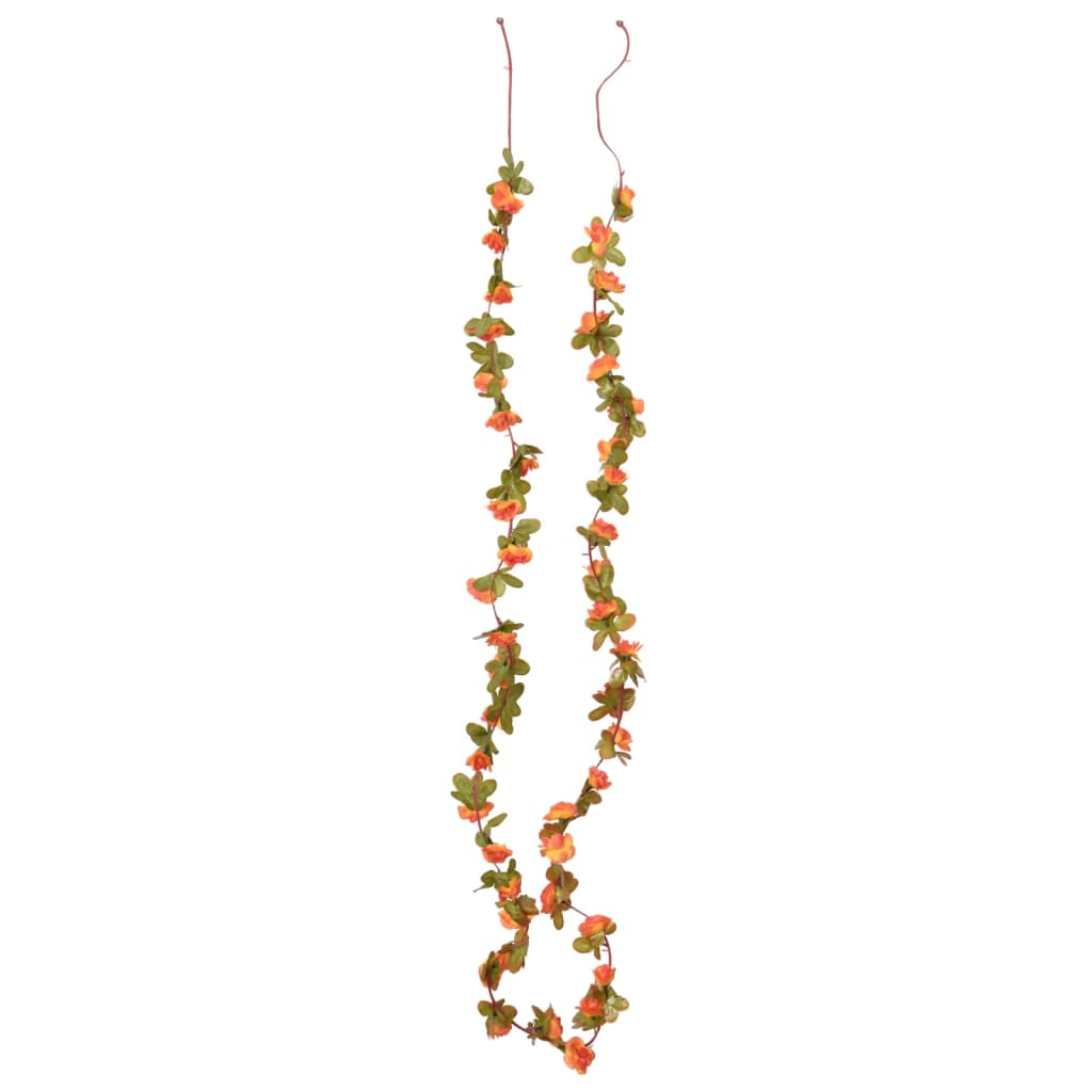 vidaXL Dirbtinių gėlių girliandos, 6vnt., oranžinės spalvos, 250cm