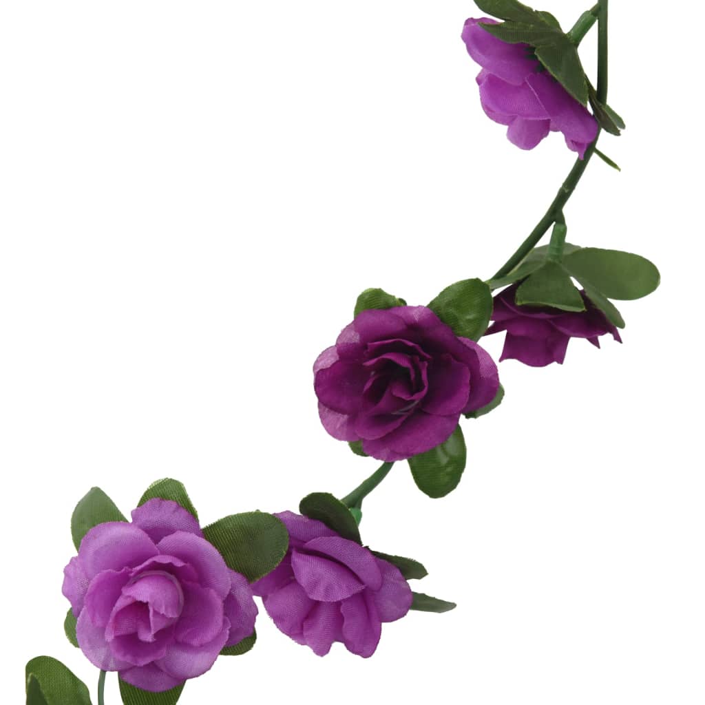 vidaXL Dirbtinių gėlių girliandos, 6vnt., šviesiai violetinės, 240cm