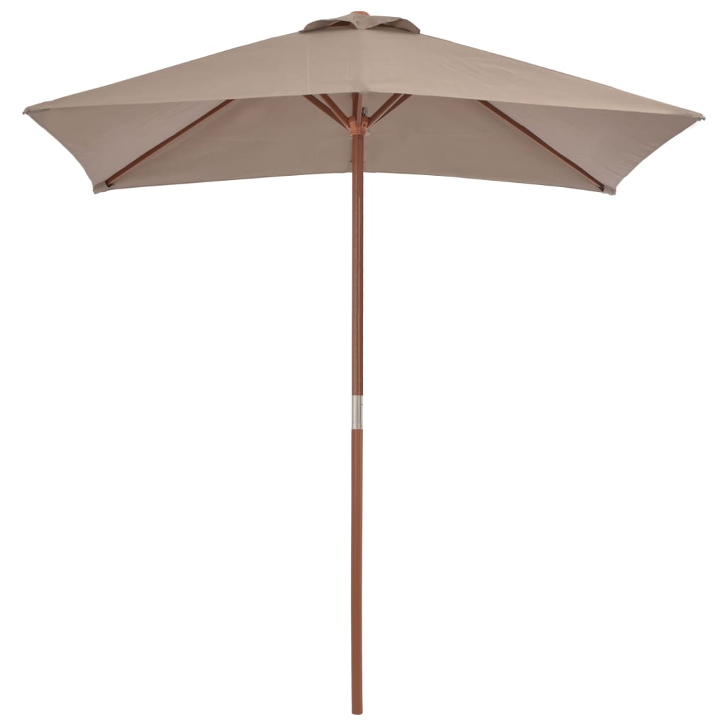 vidaXL Lauko skėtis su mediniu stulpu, 150x200cm, taupe spalvos