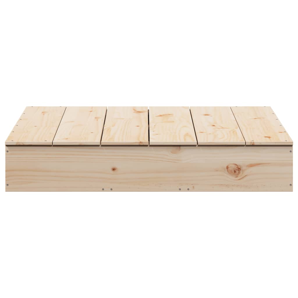 vidaXL Smėlio dėžė su dangčiu, 111x111x19,5cm, pušies medienos masyvas