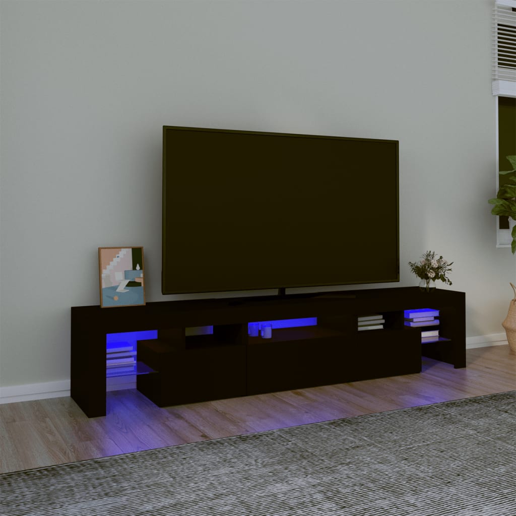 vidaXL Televizoriaus spintelė su LED apšvietimu, juoda, 200x36,5x40cm