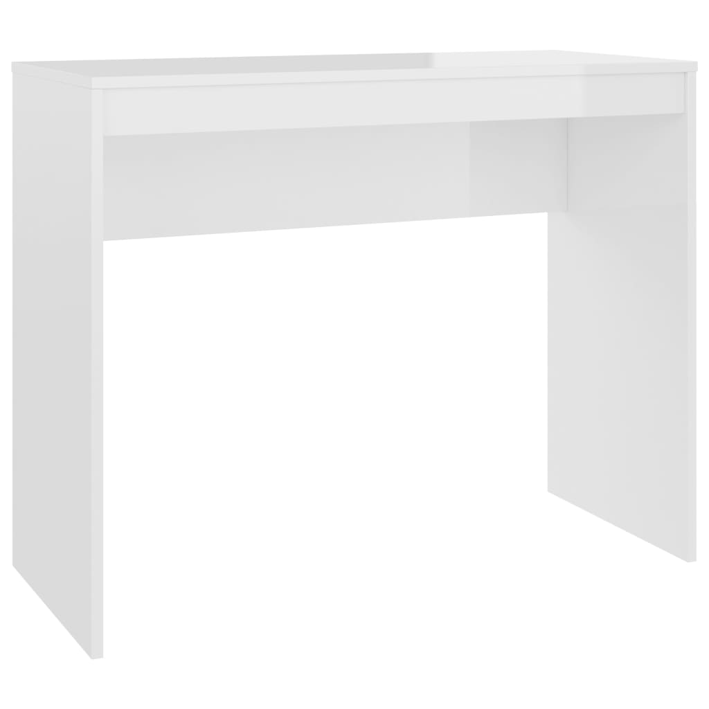 vidaXL Rašomasis stalas, baltas, 90x40x72cm, apdirbta mediena, blizgus