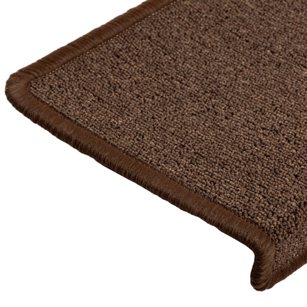 vidaXL Laiptų kilimėliai, 15vnt., rudos spalvos, 65x21x4 cm