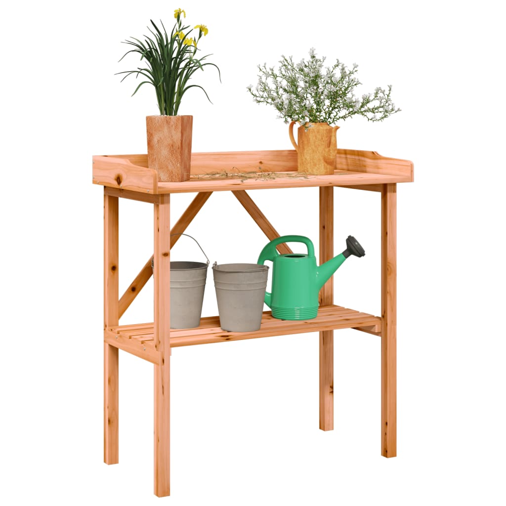 vidaXL Augalų sodinimo stalas su lentyna, rudas, 78x38x82,5cm, eglė