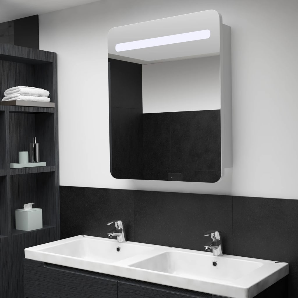 vidaXL Veidrodinė vonios spintelė su LED apšvietimu, 68x9x80cm