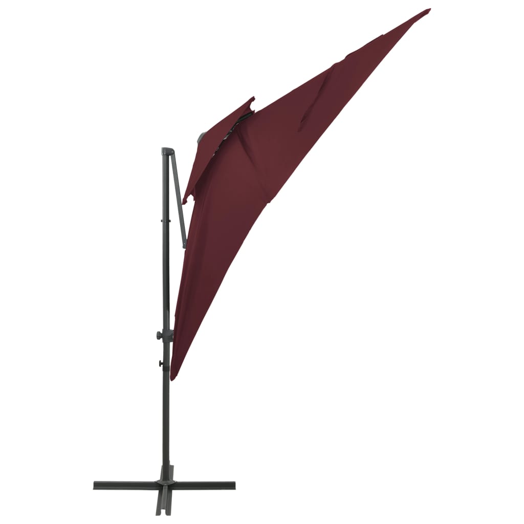 vidaXL Gembinis skėtis su dvigubu viršumi, tamsiai raudonas, 250x250cm