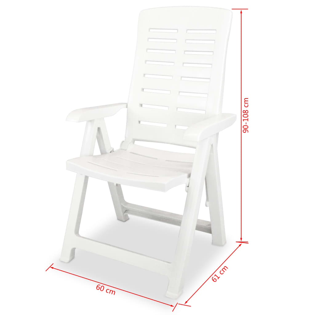 vidaXL Atlošiamos sodo kėdės, 4 vnt., plastikas, balta sp.