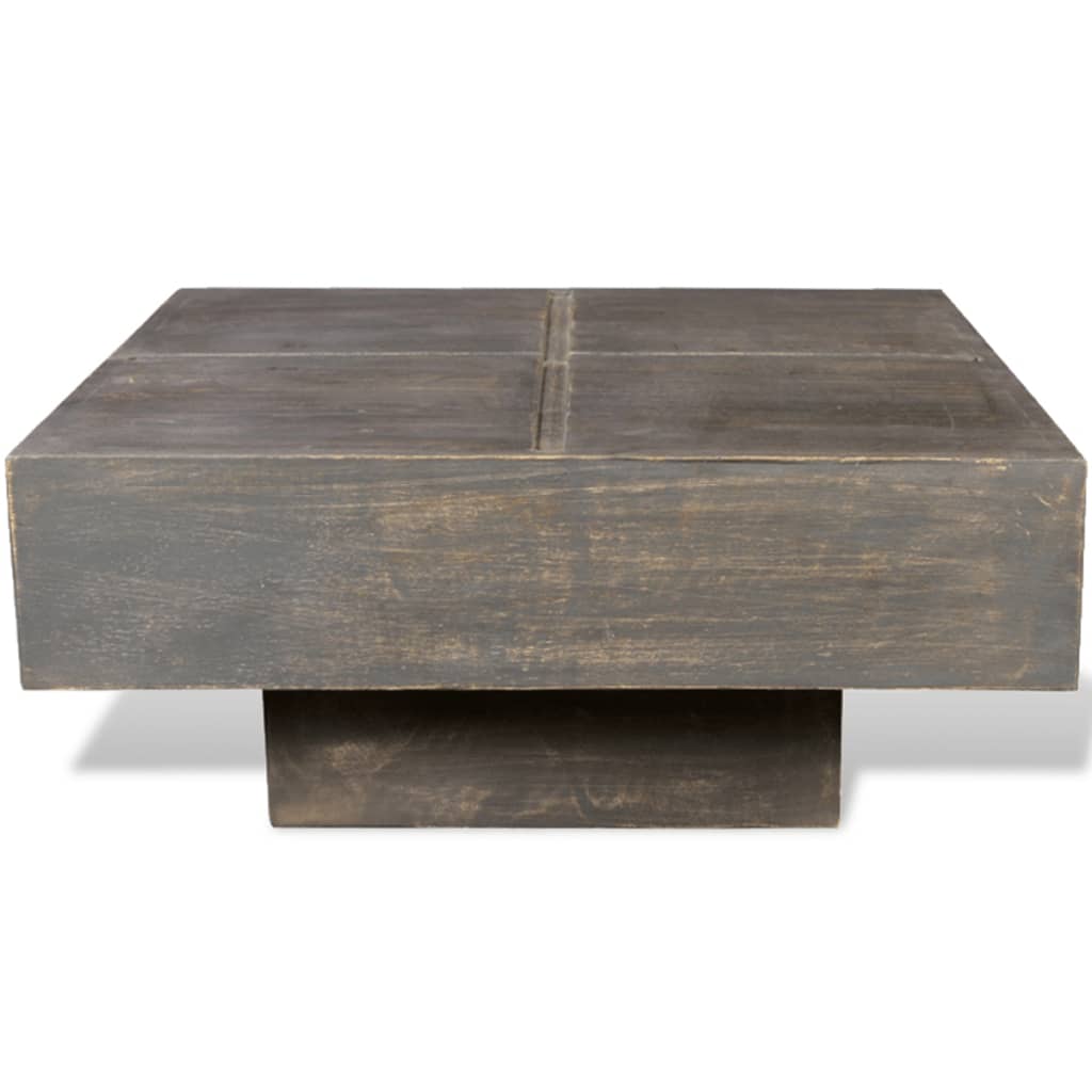vidaXL Kavos staliukas, tamsiai rudas, kvadratinis, mango mediena