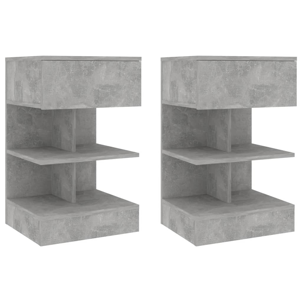 vidaXL Naktinės spintelės, 2vnt., betono pilkos, 40x35x65cm, MDP