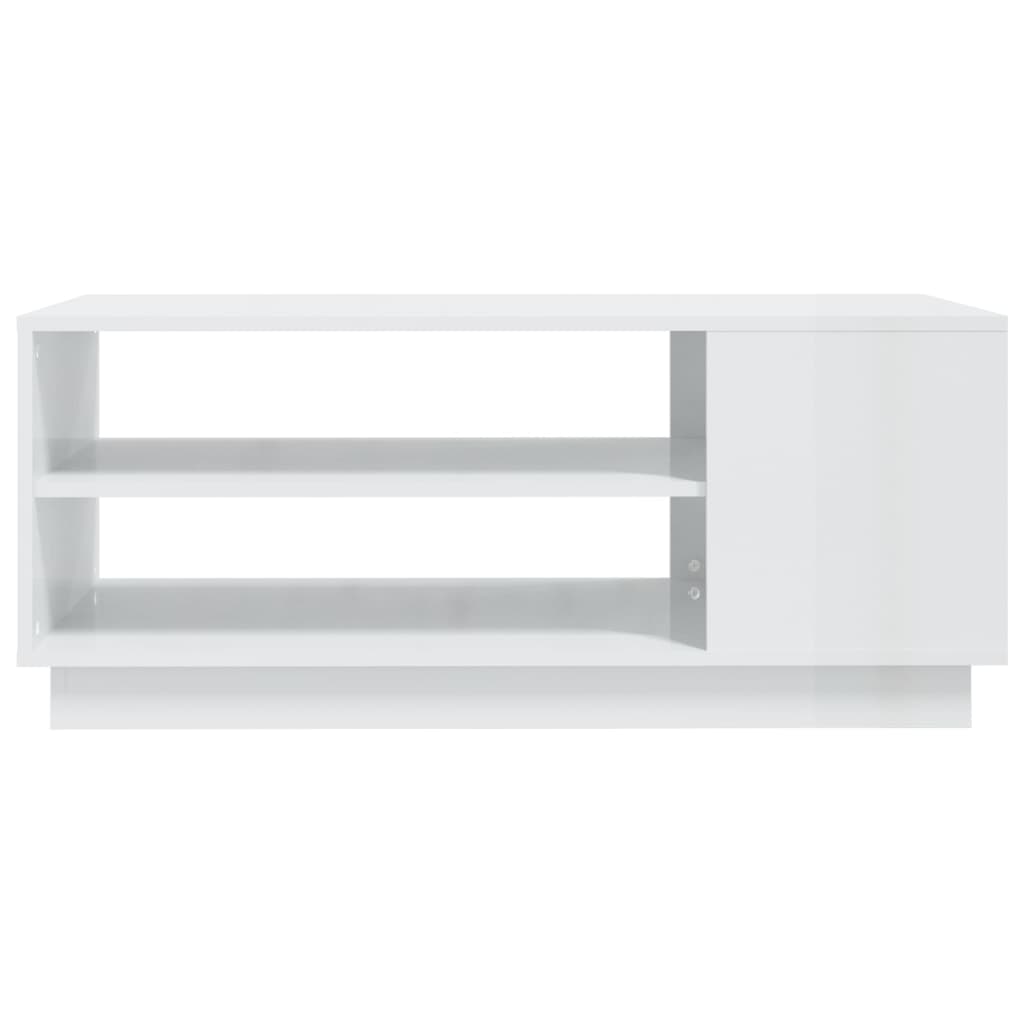 vidaXL Kavos staliukas, baltos spalvos, 102x55x43cm, MDP, blizgus