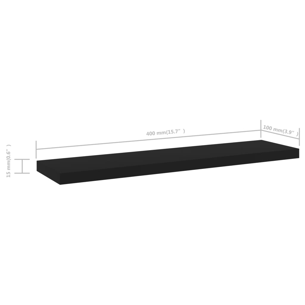 vidaXL Knygų lentynos plokštės, 4vnt., juodos, 40x10x1,5cm, MDP