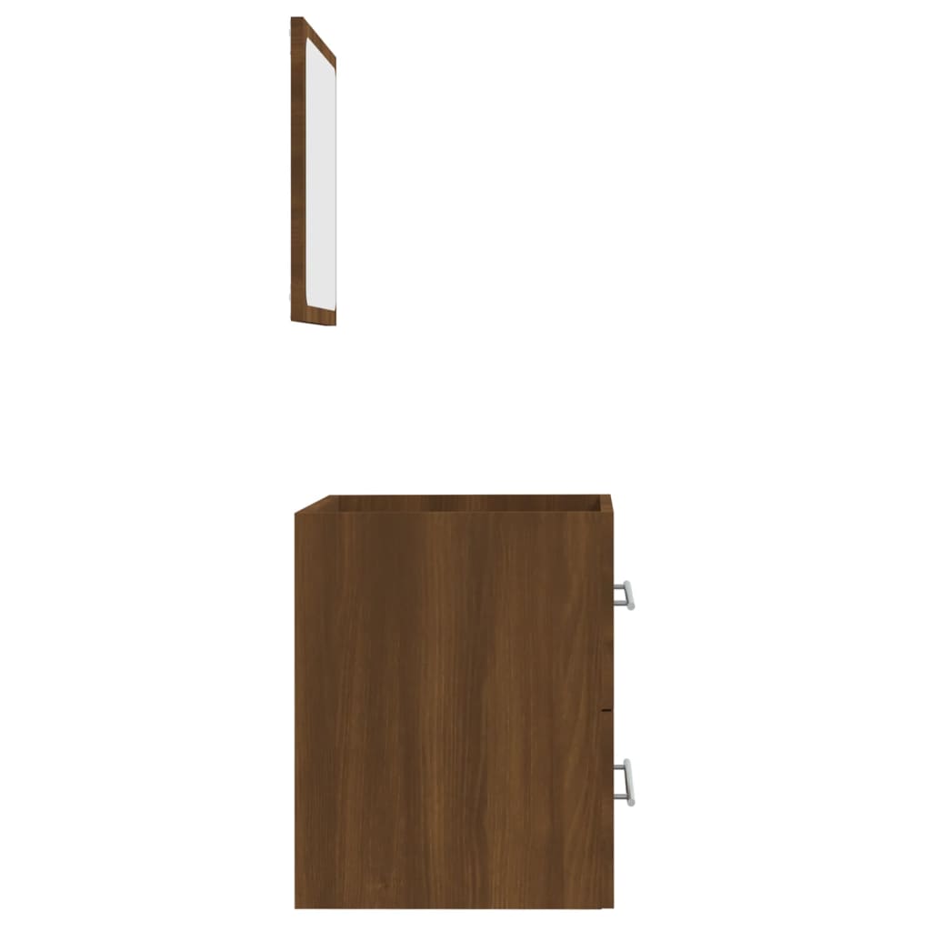 vidaXL Vonios spintelė su veidrodžiu, ruda ąžuolo, 41x38,5x48cm