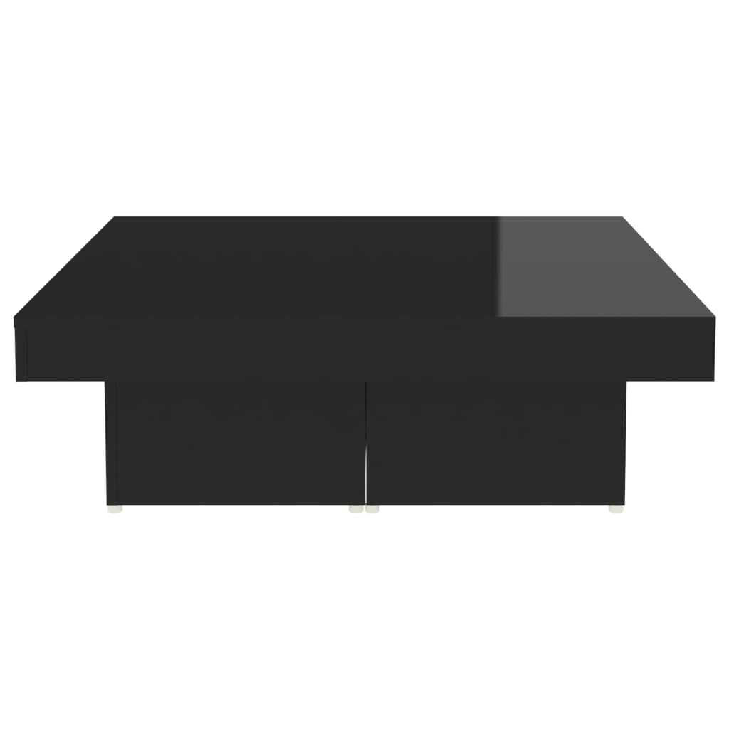 vidaXL Kavos staliukas, juodos spalvos, 90x90x28cm, MDP, blizgus