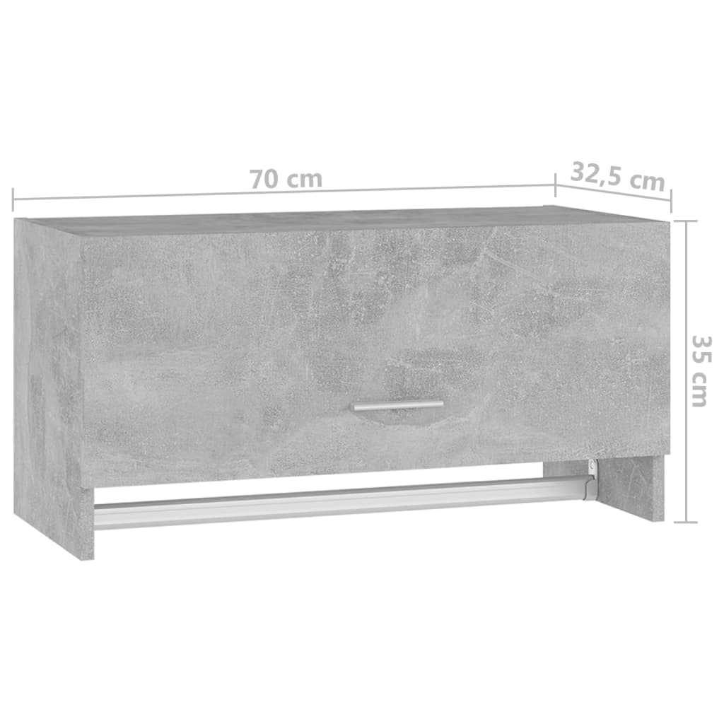 vidaXL Drabužių spinta, betono pilkos spalvos, 70x32,5x35cm, MDP