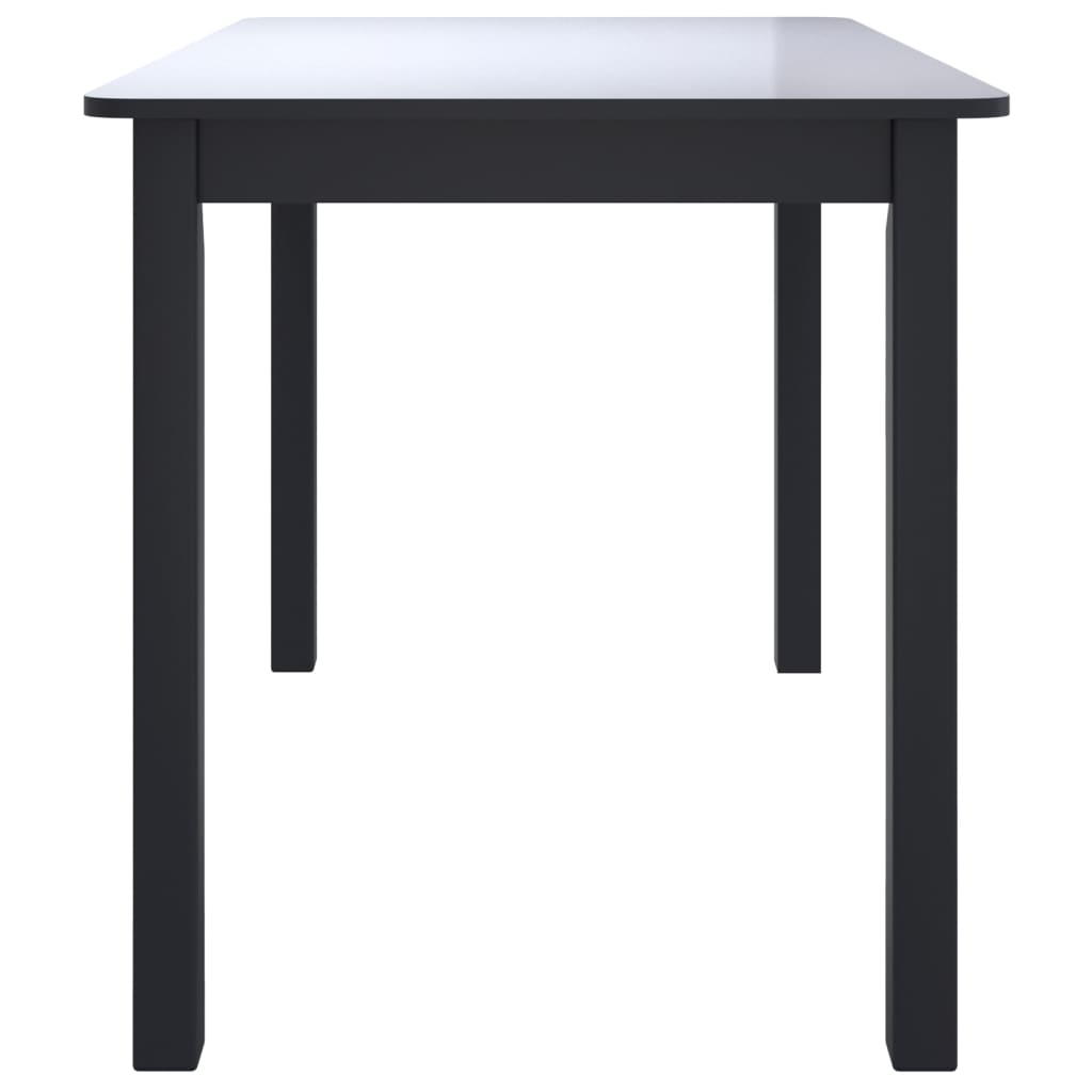 vidaXL Valgomojo stalas, juodas, 114x71x75cm, kaučiuk. med. masyvas