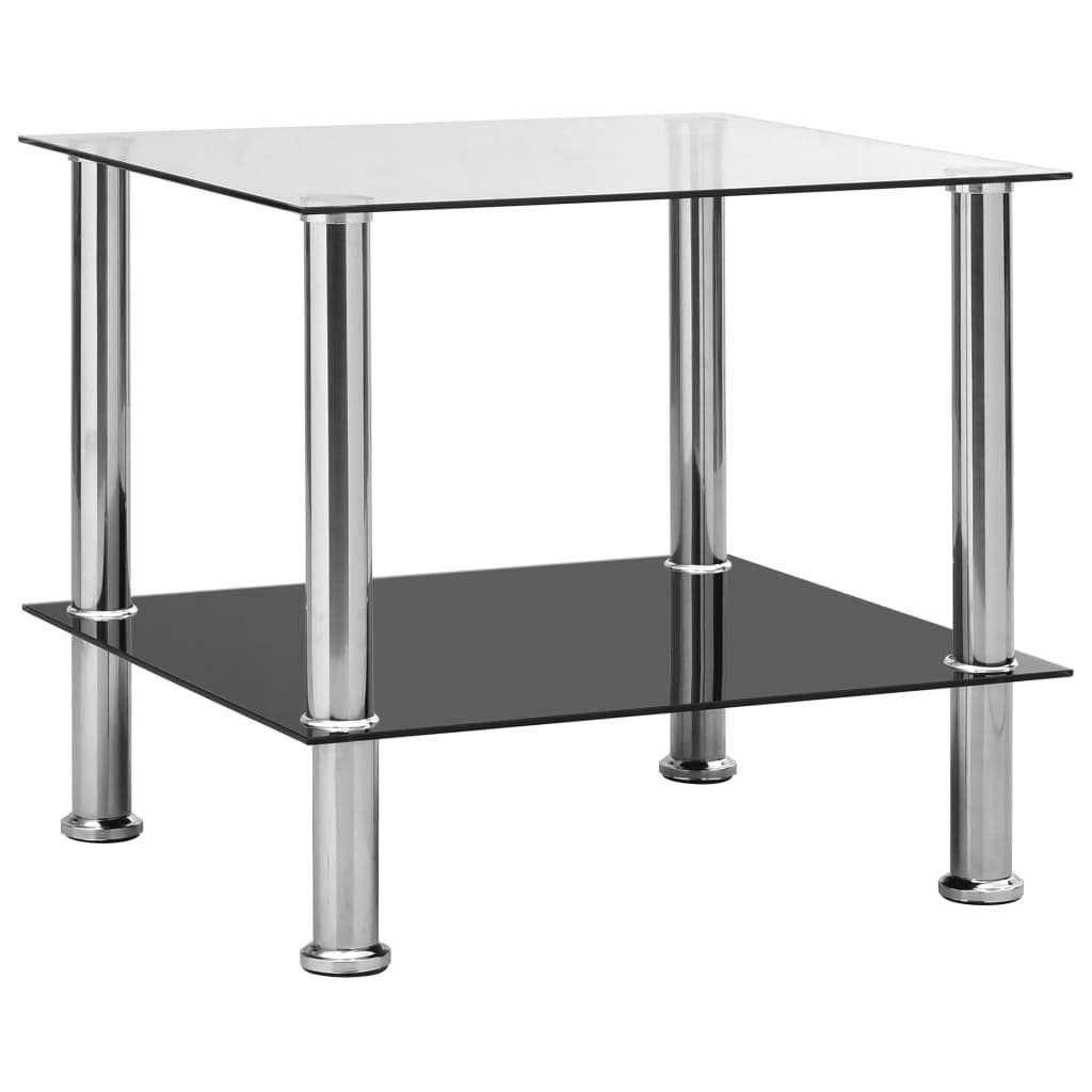 vidaXL Šoninis staliukas, skaidrus, 45x50x45cm, grūdintas stiklas