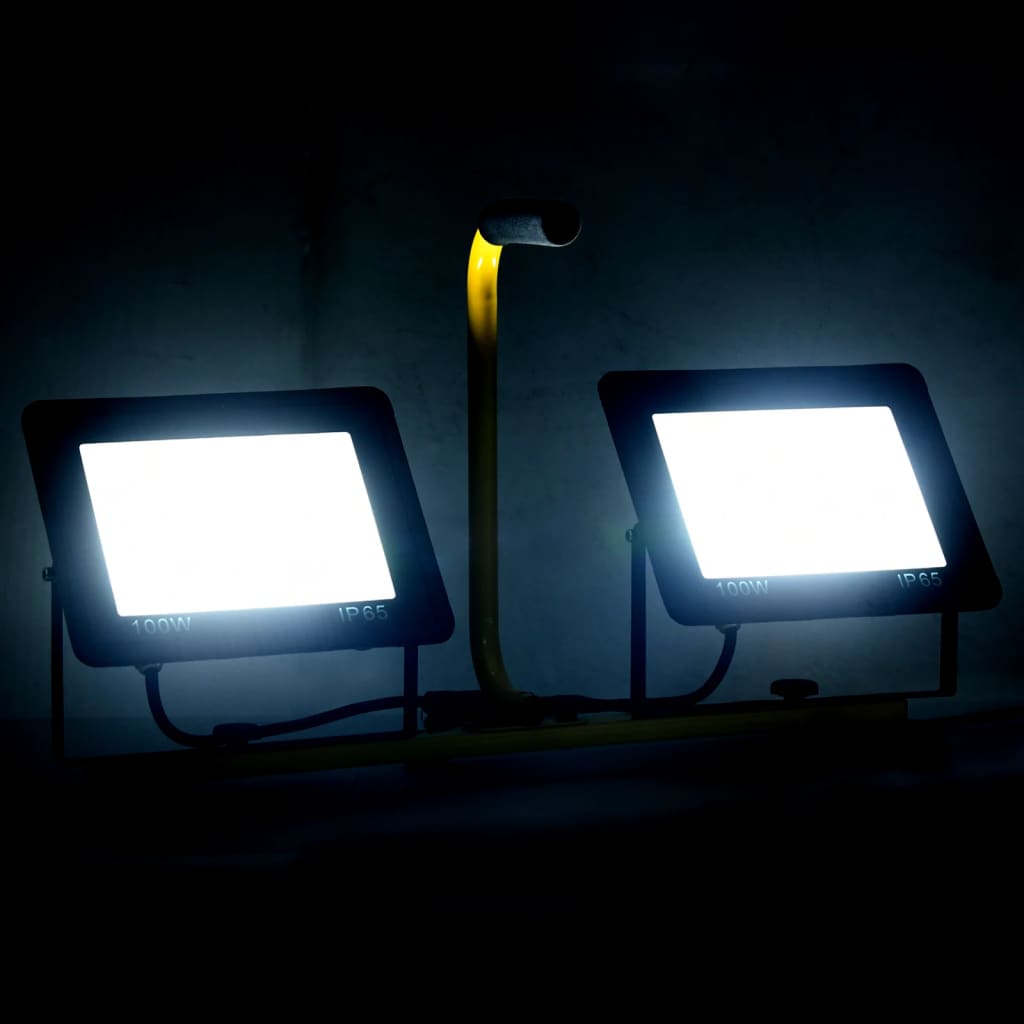 vidaXL LED prožektorius su rankena, šaltos baltos spalvos, 2x100W