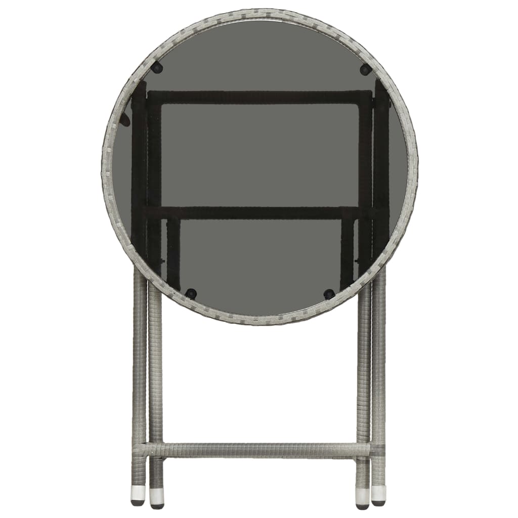 vidaXL Bistro komplektas, 3 dalių, pilkas, poliratanas ir stiklas