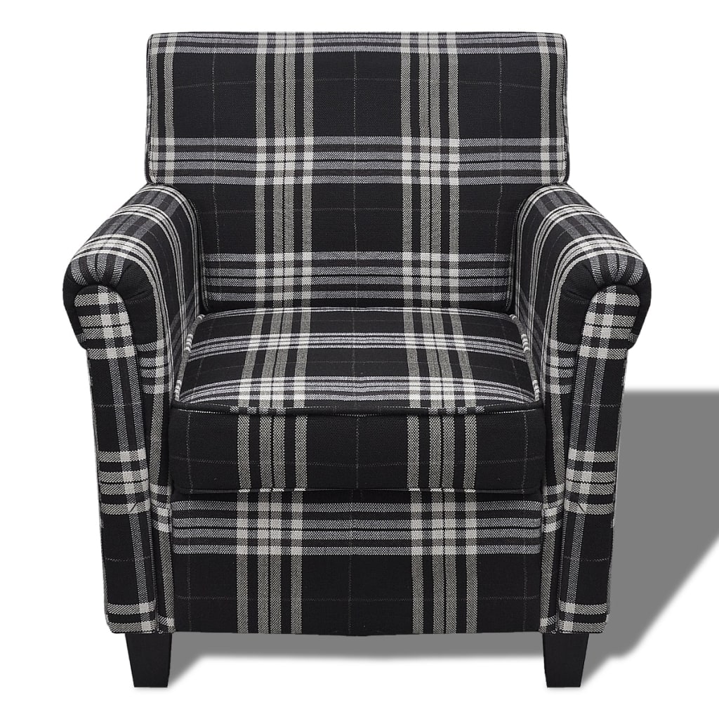vidaXL Sofa-kėdė su pagalve, juodos spalvos, audinys