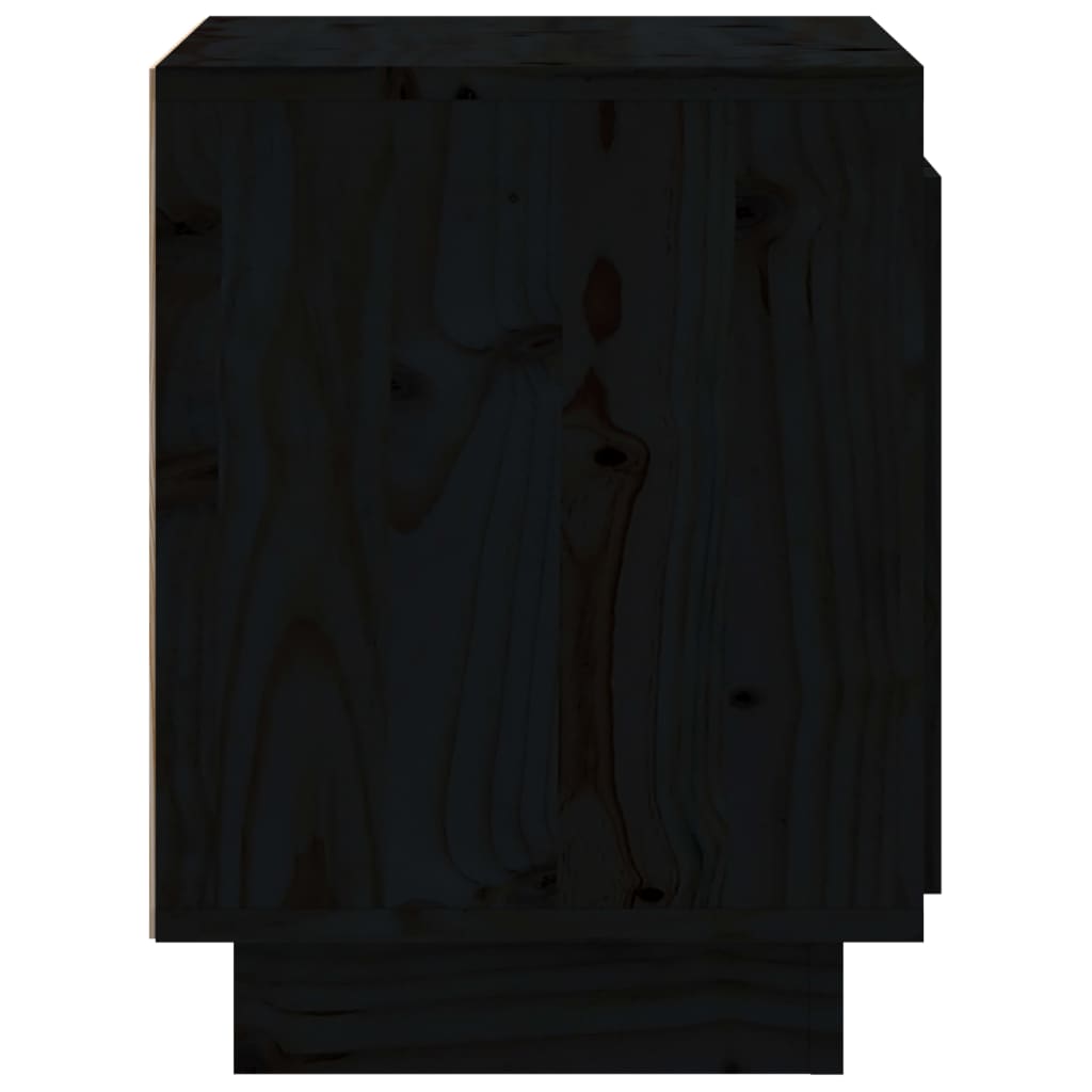 vidaXL Naktinės spintelės, 2vnt., juodos, 40x30x40cm, pušies masyvas
