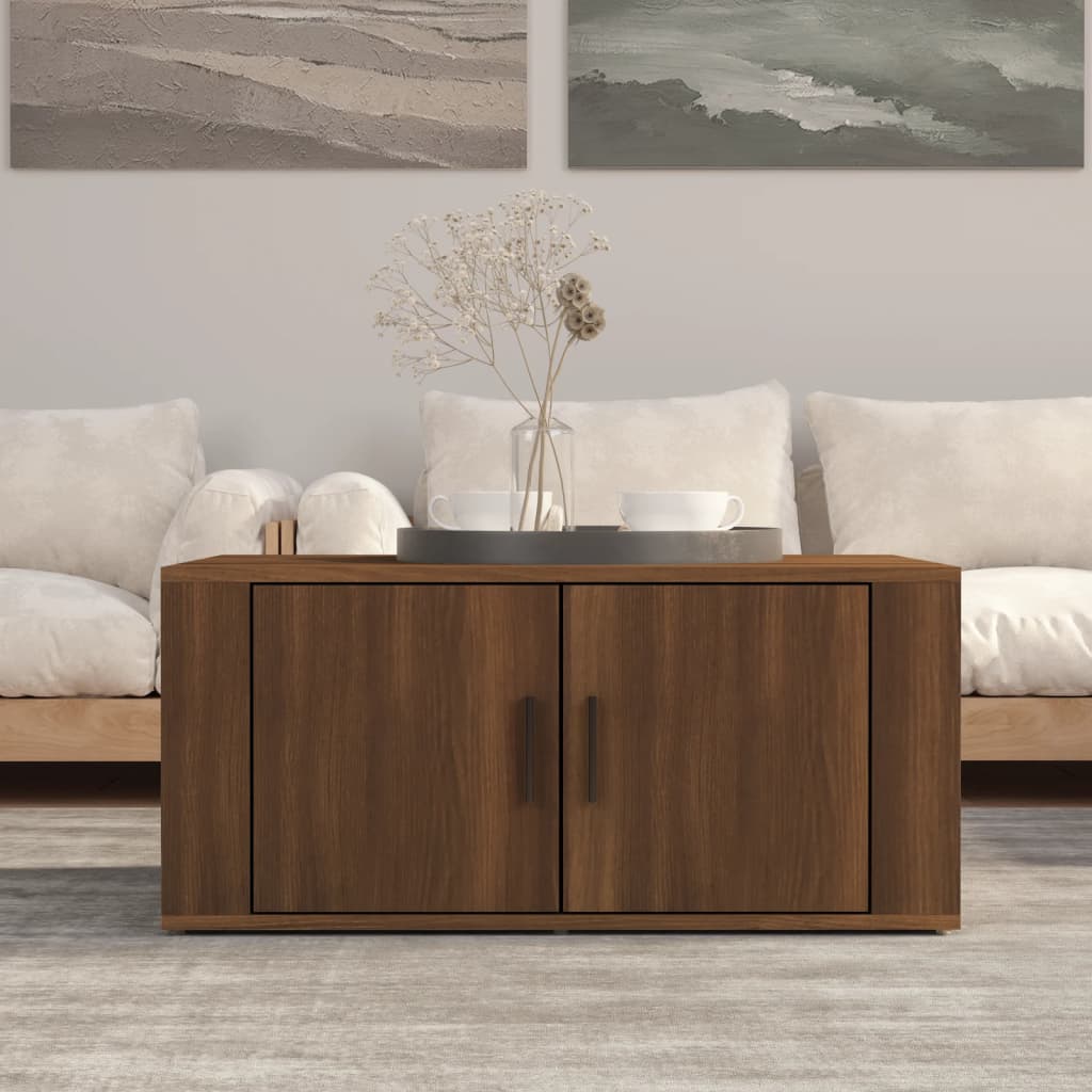 vidaXL Kavos staliukas, rudas ąžuolo, 80x50x36cm, apdirbta mediena