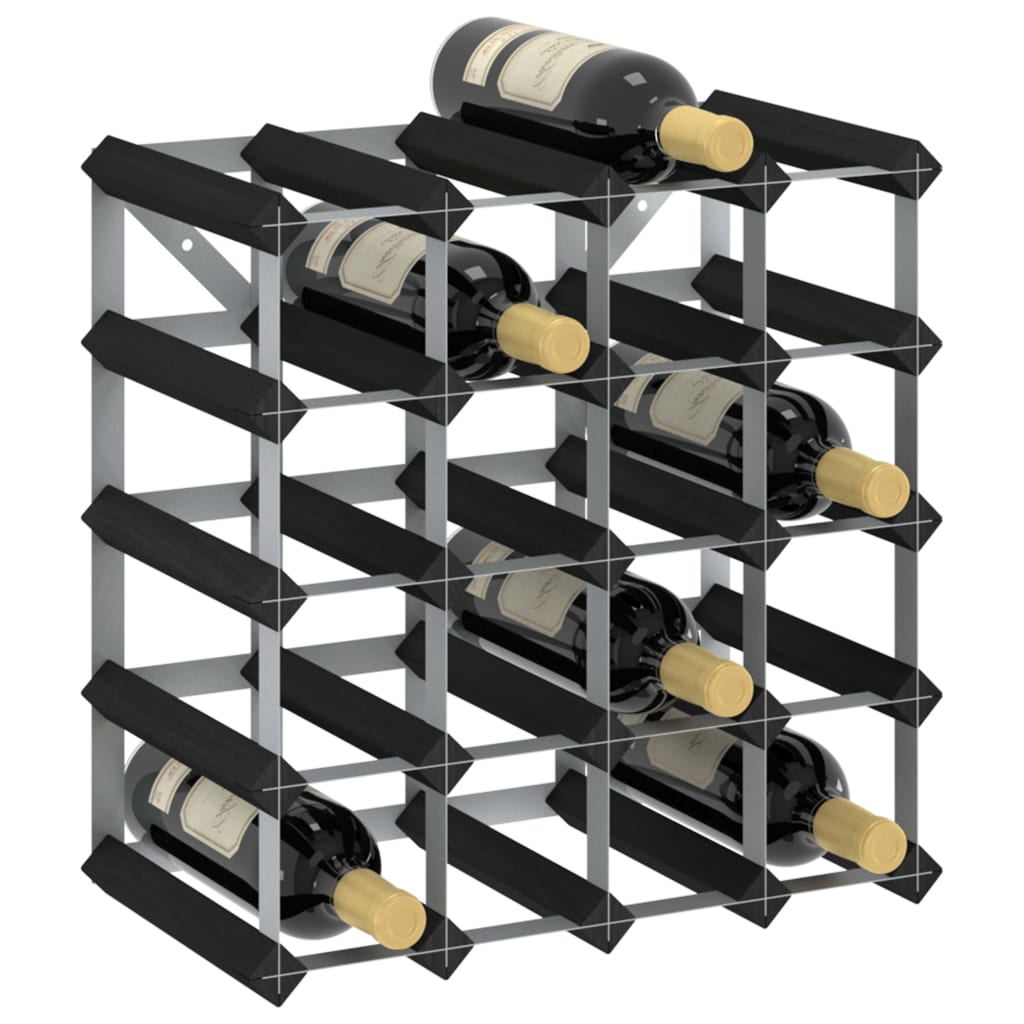 vidaXL Stovas vynui skirtas 20 butelių, juodas, pušies masyvas