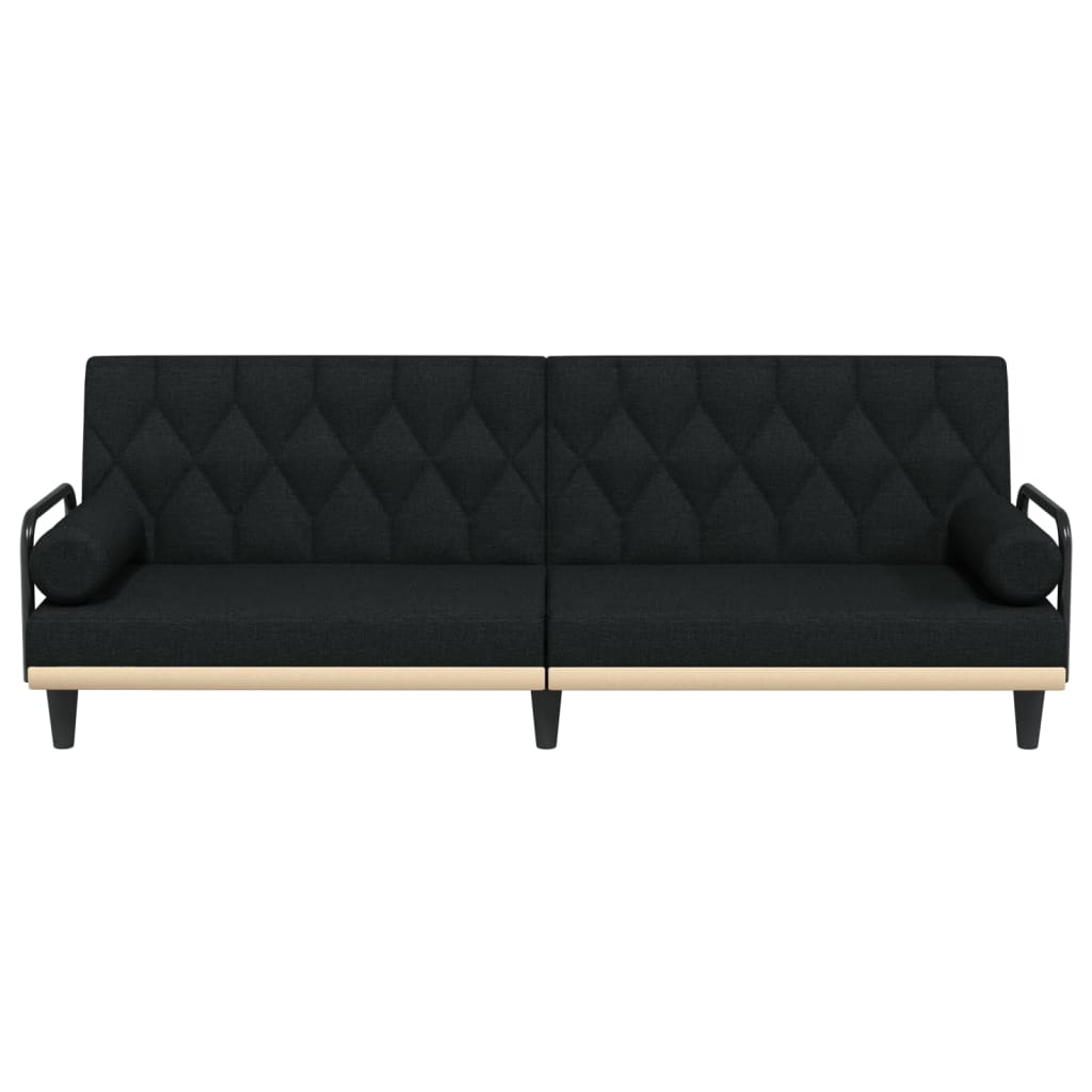vidaXL Sofa-lova su porankiais, juodos spalvos, audinys