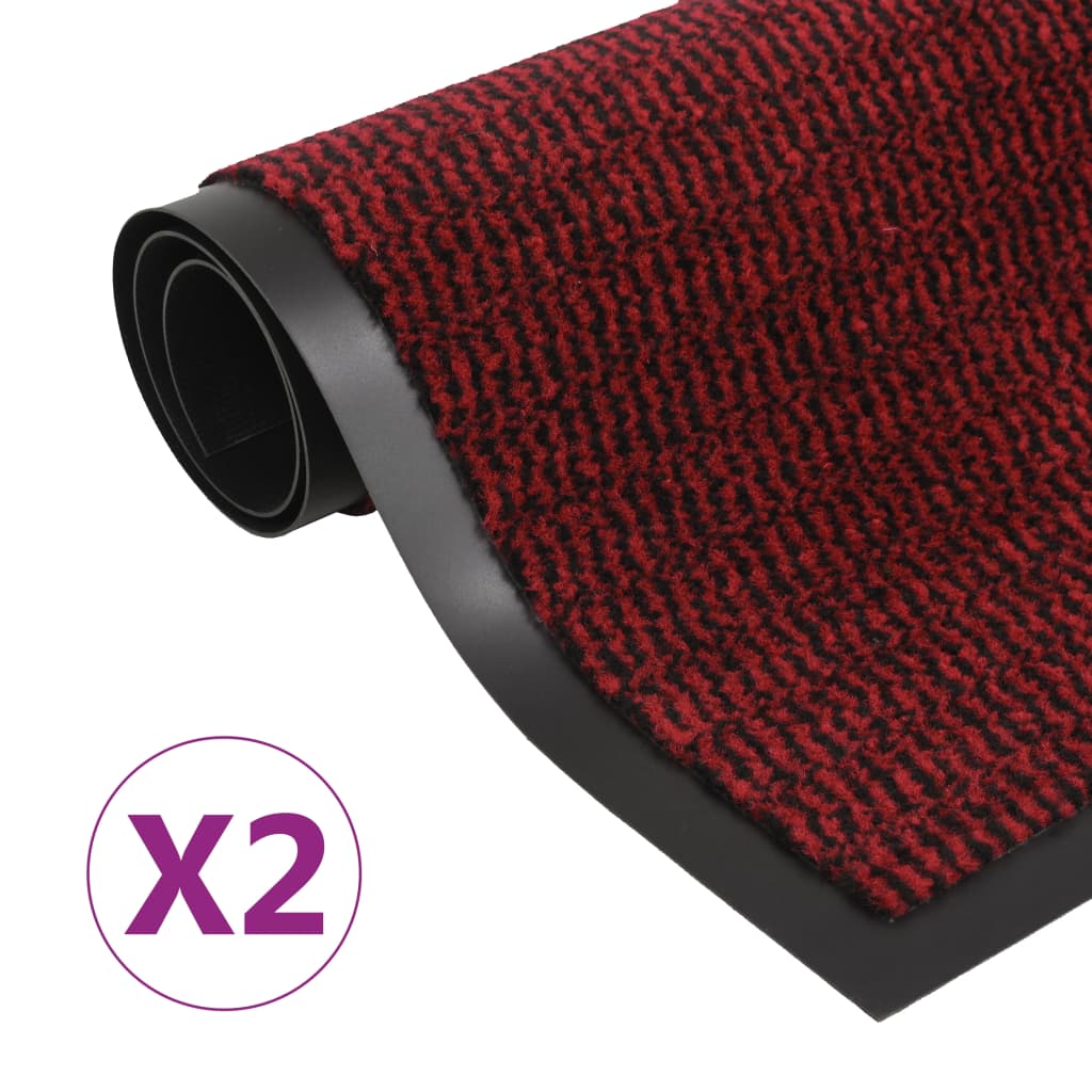 vidaXL Durų kilimėliai, 2vnt., raudoni, 60x90cm, kvadratiniai