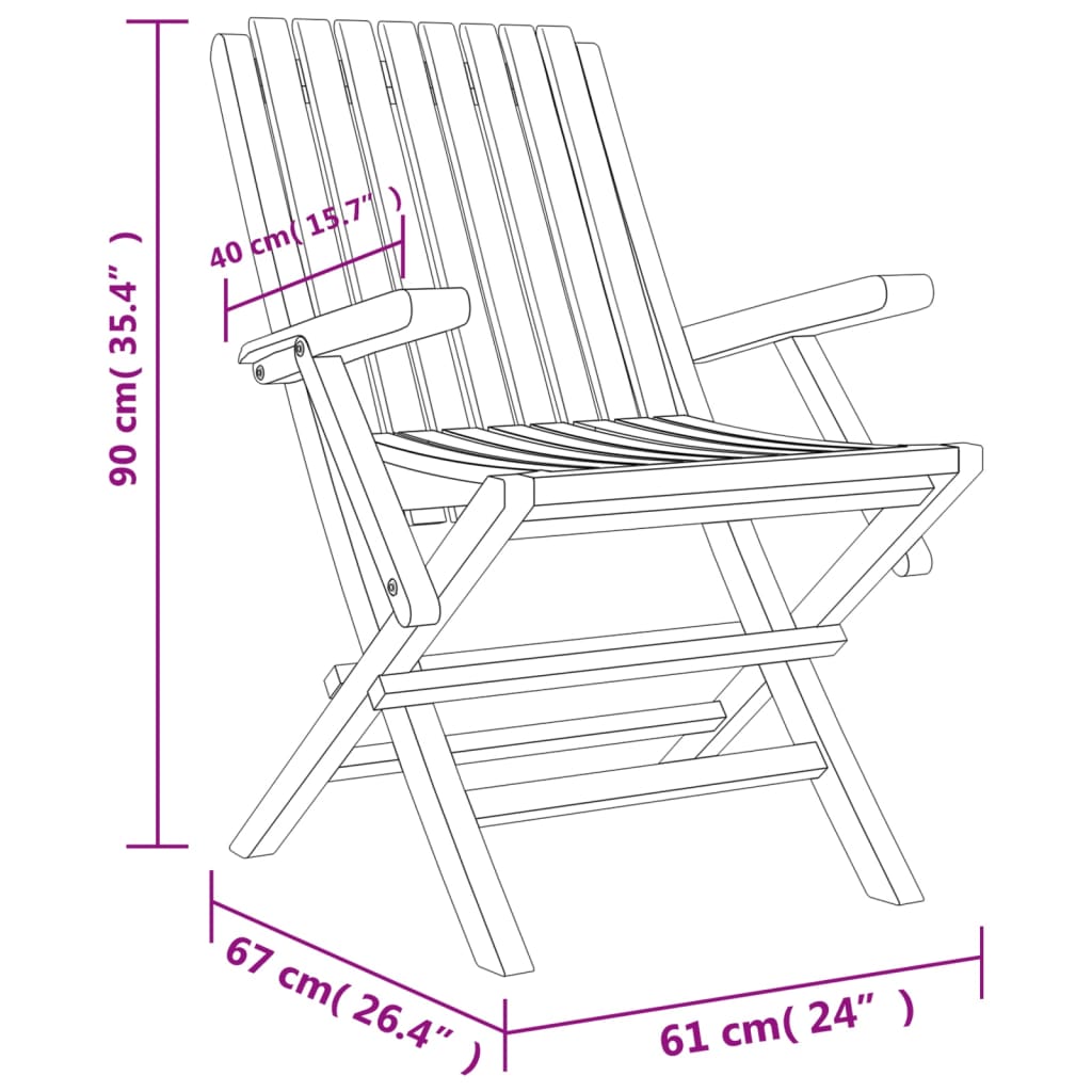 vidaXL Sulankstomos sodo kėdės, 2vnt., 61x67x90cm, tikmedžio masyvas