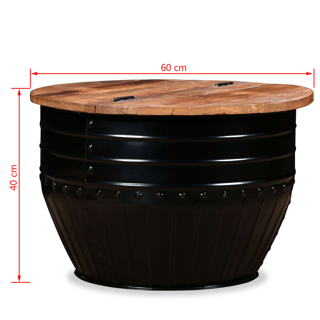 vidaXL Kavos staliukas, perdirbta mediena, statinės forma, juodas