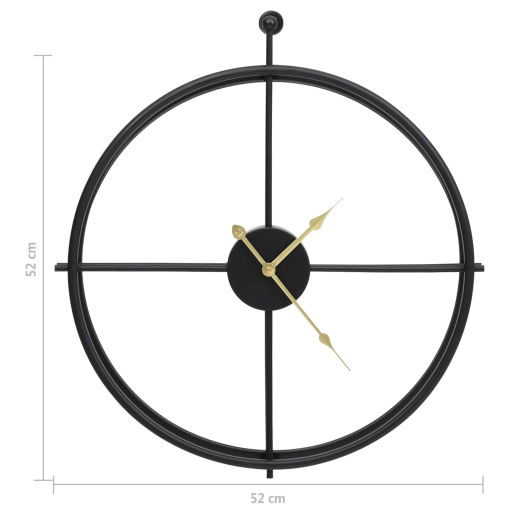 vidaXL Sieninis laikrodis, juodos spalvos, 52cm, geležis