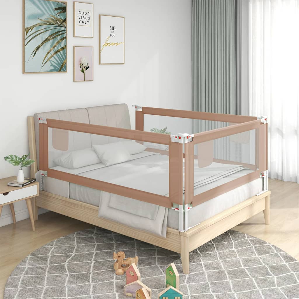 vidaXL Apsauginis turėklas vaiko lovai, taupe, 100x25cm, audinys