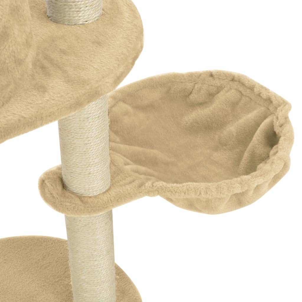 vidaXL Draskyklė katėms su stovais iš sizalio, smėlio spalvos, 160 cm