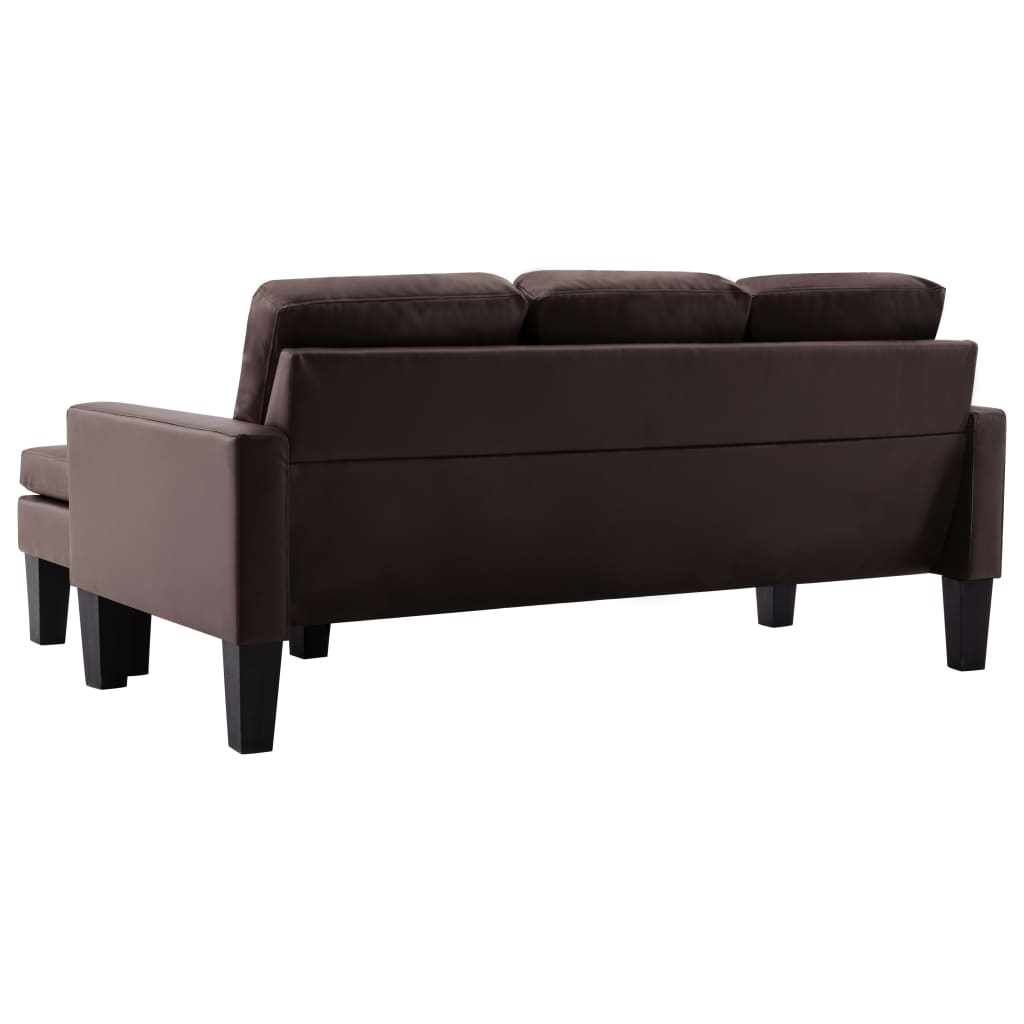vidaXL Trivietė sofa su pakoja, rudos spalvos, dirbtinė oda