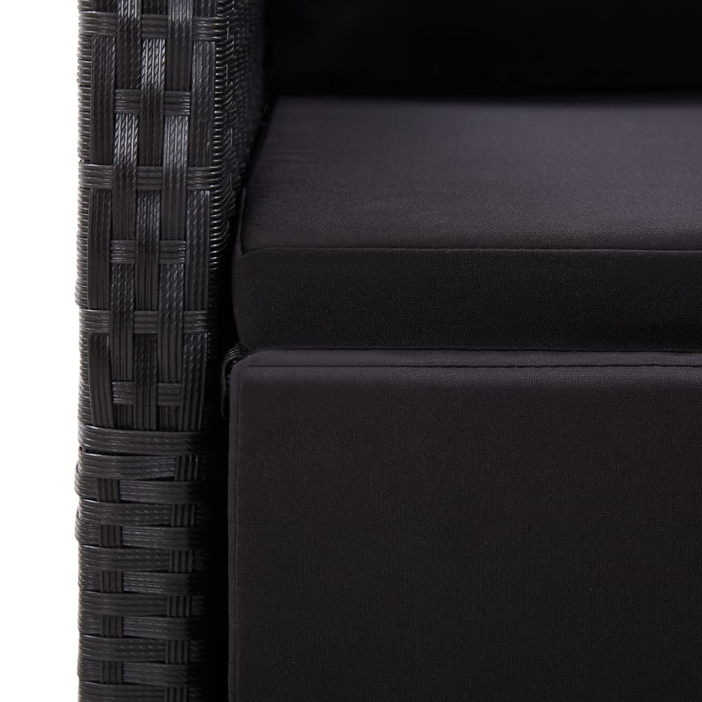 vidaXL Sodo kėdės su pagalvėlėmis, 2vnt., juodos, poliratanas