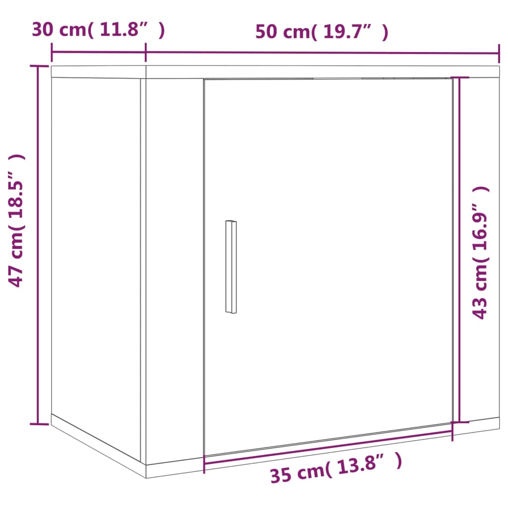 vidaXL Prie sienos montuojama naktinė spintelė, balta, 50x30x47cm