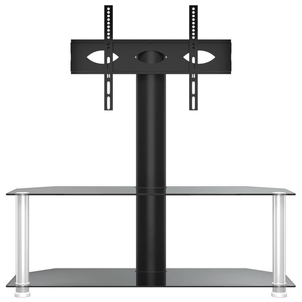 vidaXL Kampinis TV staliukas, 2 aukštų, juodas ir sidabrinis